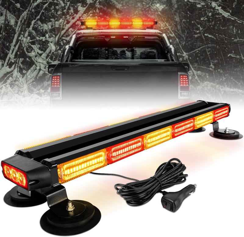 ASPL 26inch 126 LED Rooftop Emergency Strobe Lights Bar Double Side Flashing Safety Warning Traffic Advisor Light Bar Hazard Snow Plow Light for Work Trucks Vehicles Construction Tow Pickup(Amber/Red) - Image 1